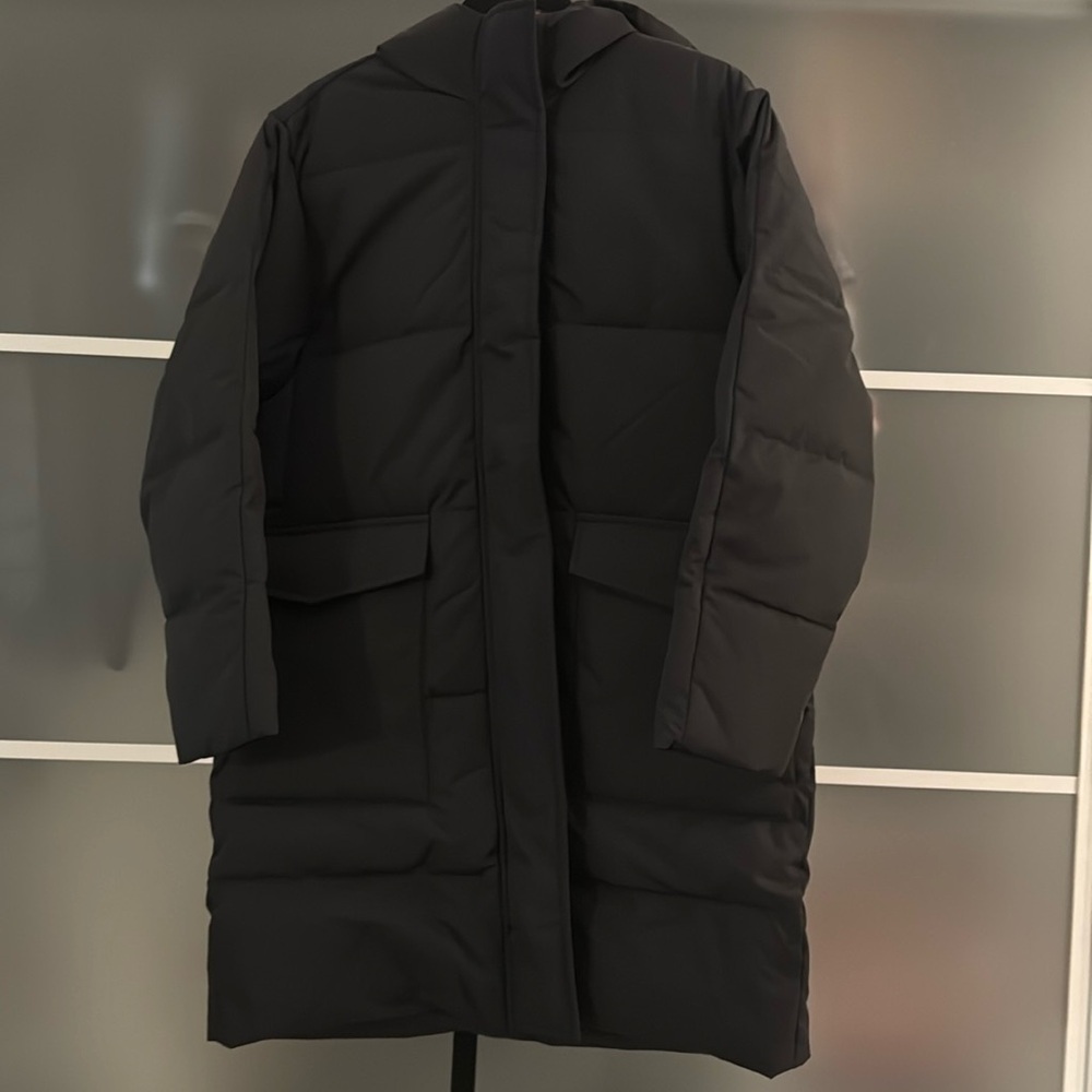 NEW Everlane Renew Long Black Puffer Coat w Hood S - Picture 12 of 16